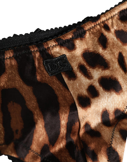 Ropa Interior Tipo Braguita de Cintura Media con Estampado de Leopardo Negro y Marrón Dolce & Gabbana
