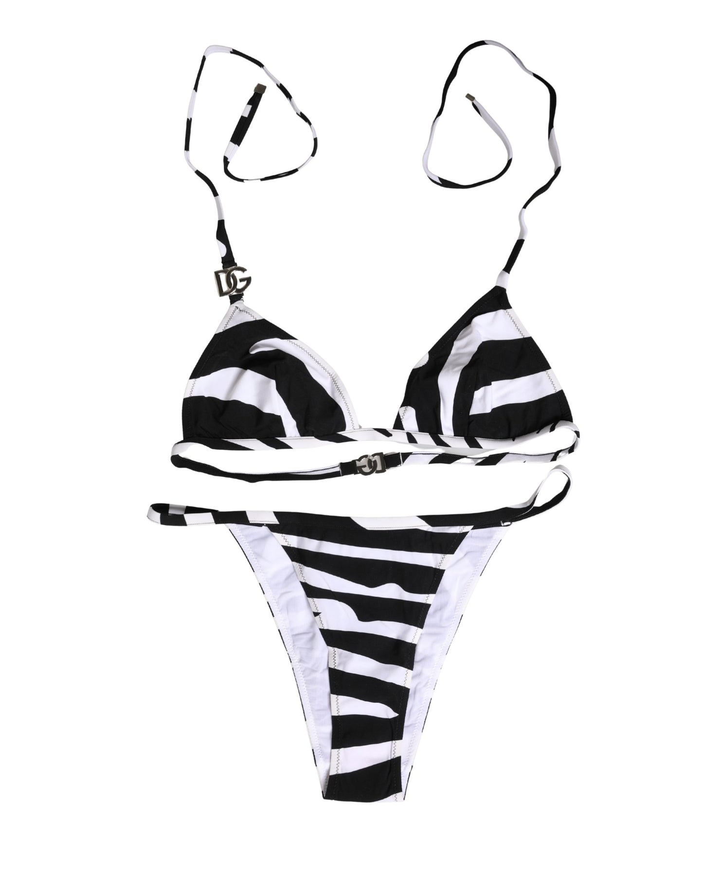 Top y braguita de bikini con estampado de cebra blanco y negro de Dolce & Gabbana