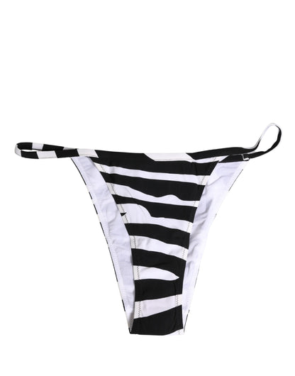Top y braguita de bikini con estampado de cebra blanco y negro de Dolce & Gabbana