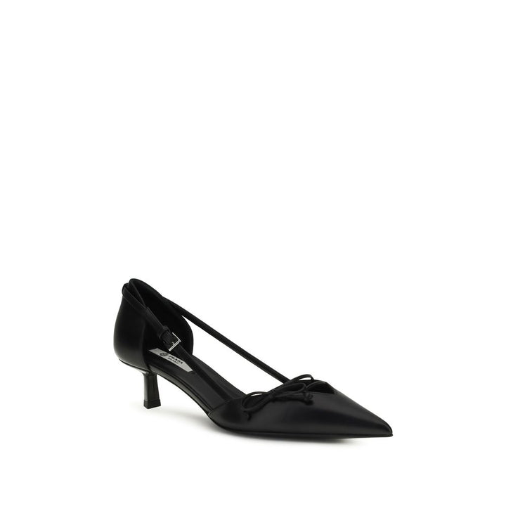Escarpins à talons hauts en cuir de chèvre noir Prada