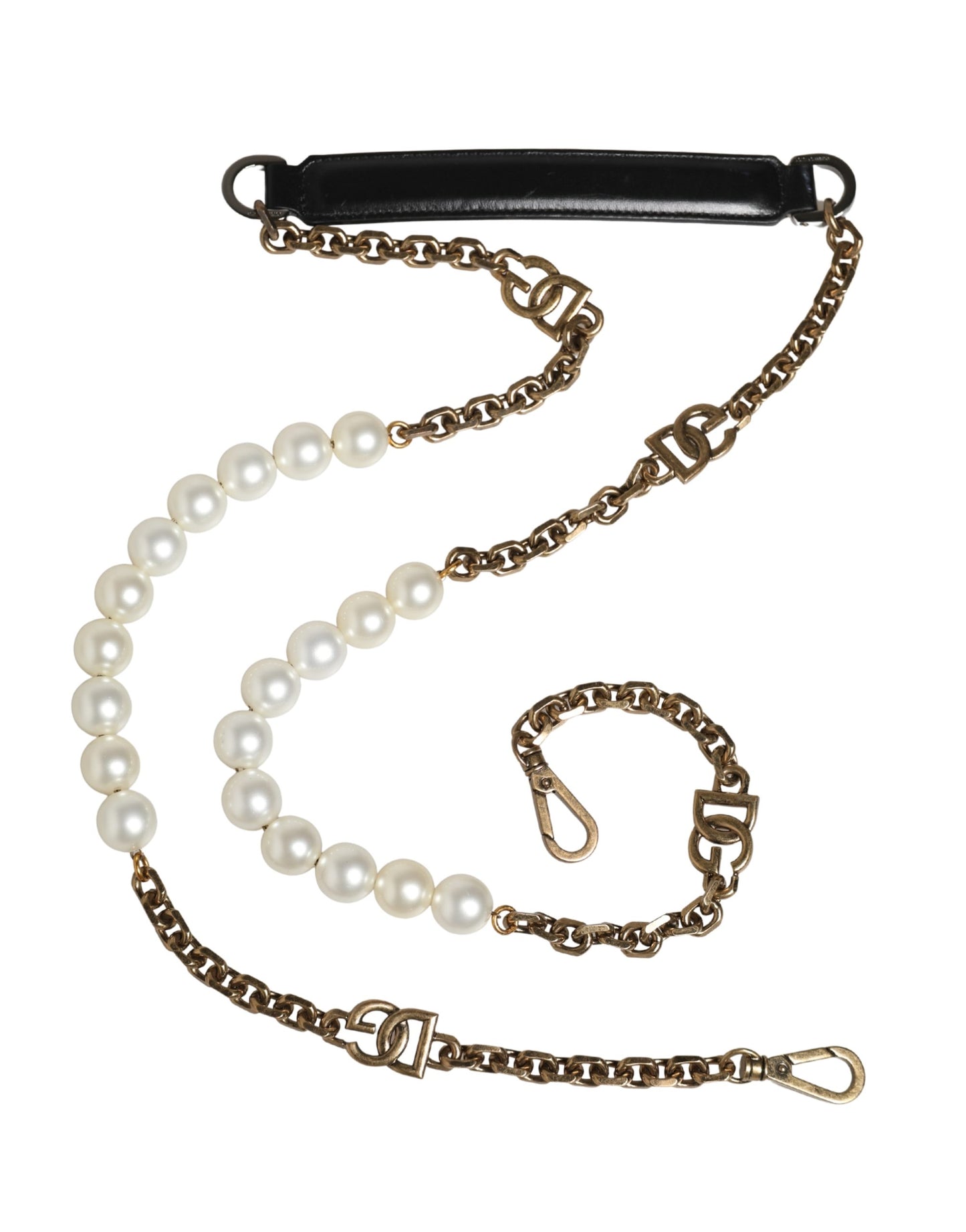 Dolce & Gabbana Correa de hombro accesorio para bolso de cuero negro con cadena dorada