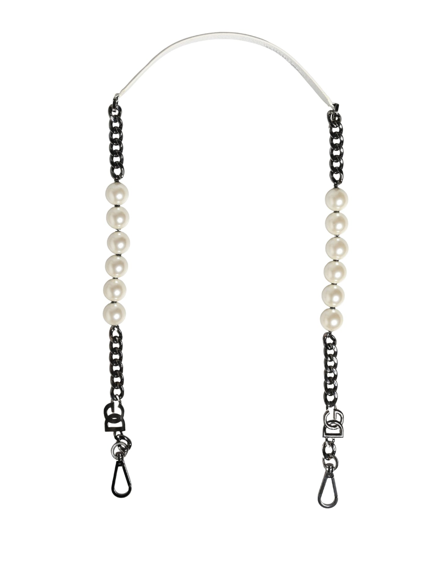 Bandoulière Dolce & Gabbana en Cuir Blanc avec Chaîne Argentée