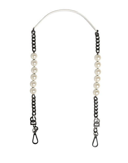 Bandoulière Dolce & Gabbana en Cuir Blanc avec Chaîne Argentée