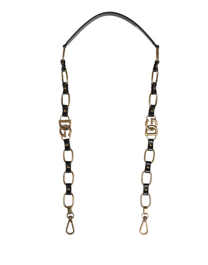 Bandoulière pour sac Dolce & Gabbana en cuir noir avec chaîne dorée