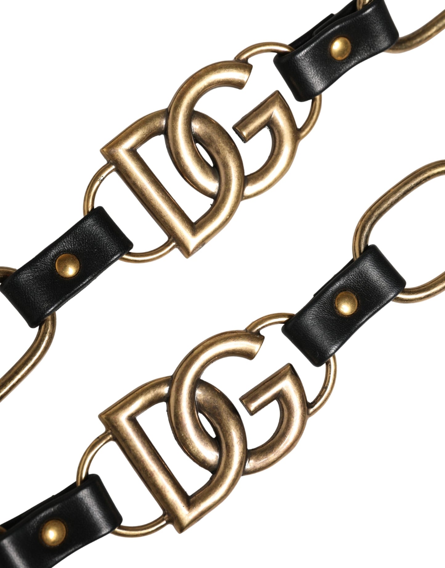 Bandoulière pour sac Dolce & Gabbana en cuir noir avec chaîne dorée