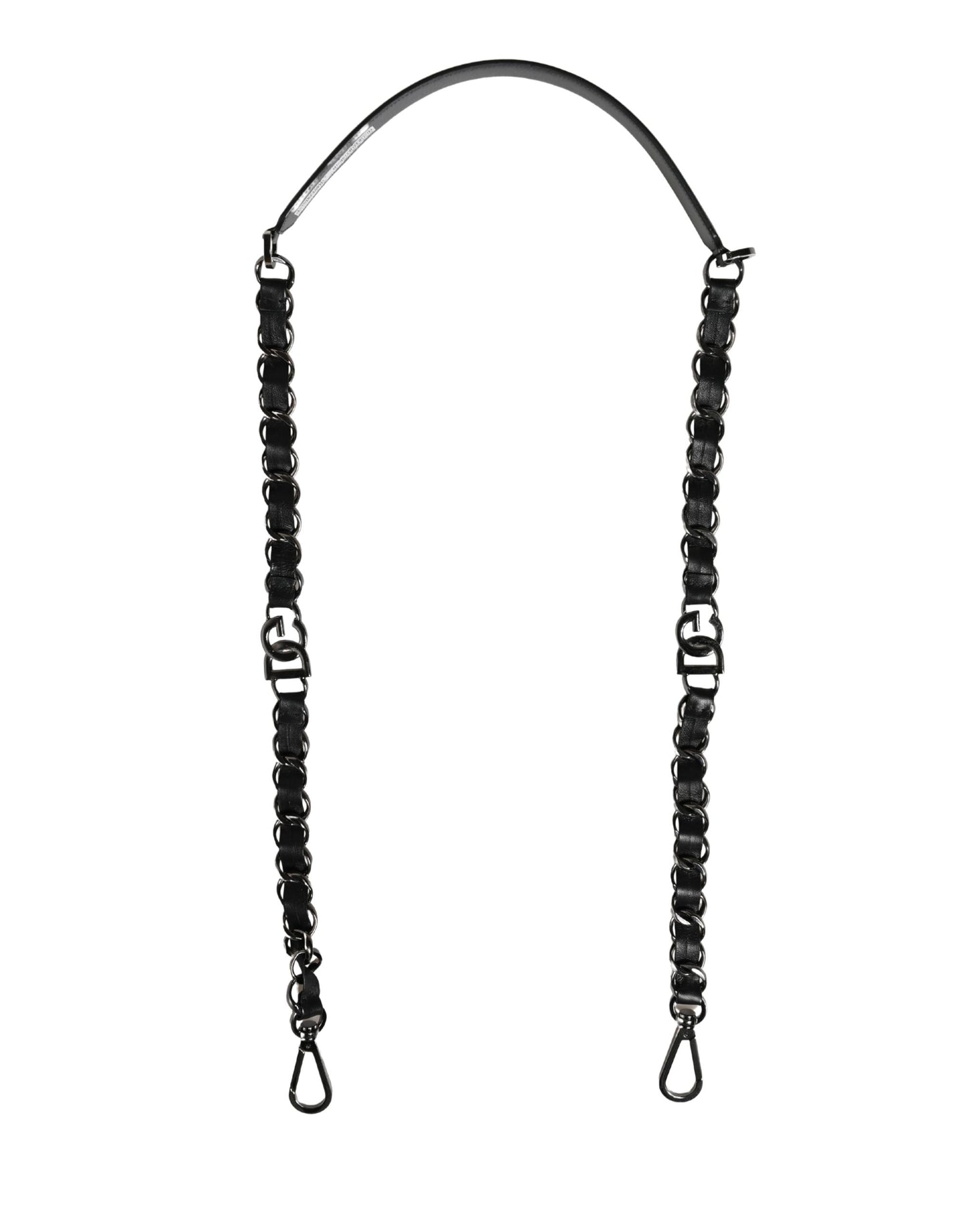 Correa de hombro para bolso Dolce & Gabbana de cuero negro con cadena plateada