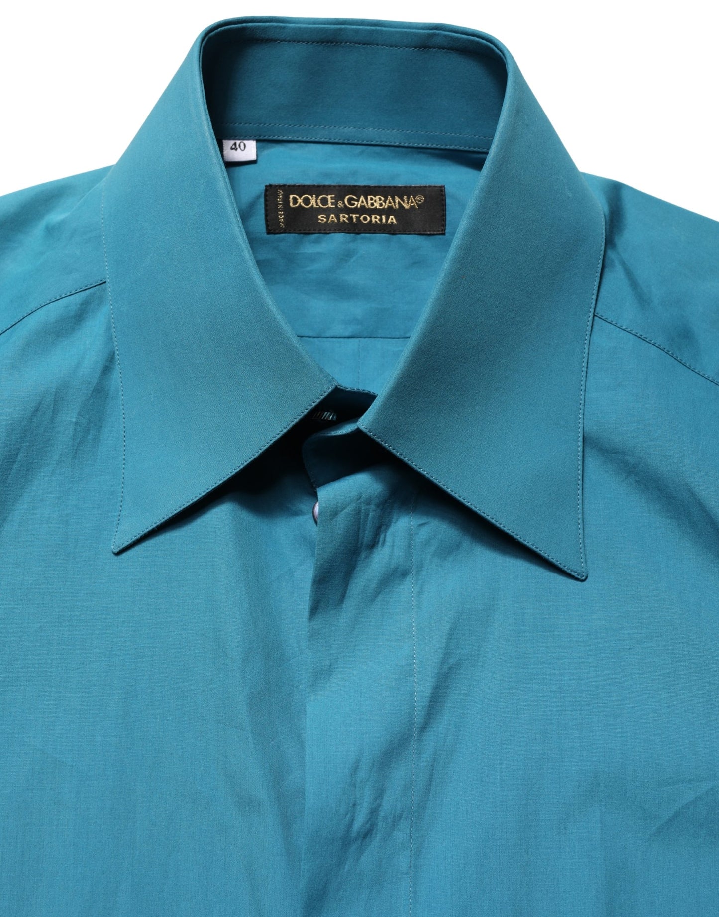 Camisa de vestir de manga larga de algodón azul SARTORIA de Dolce & Gabbana