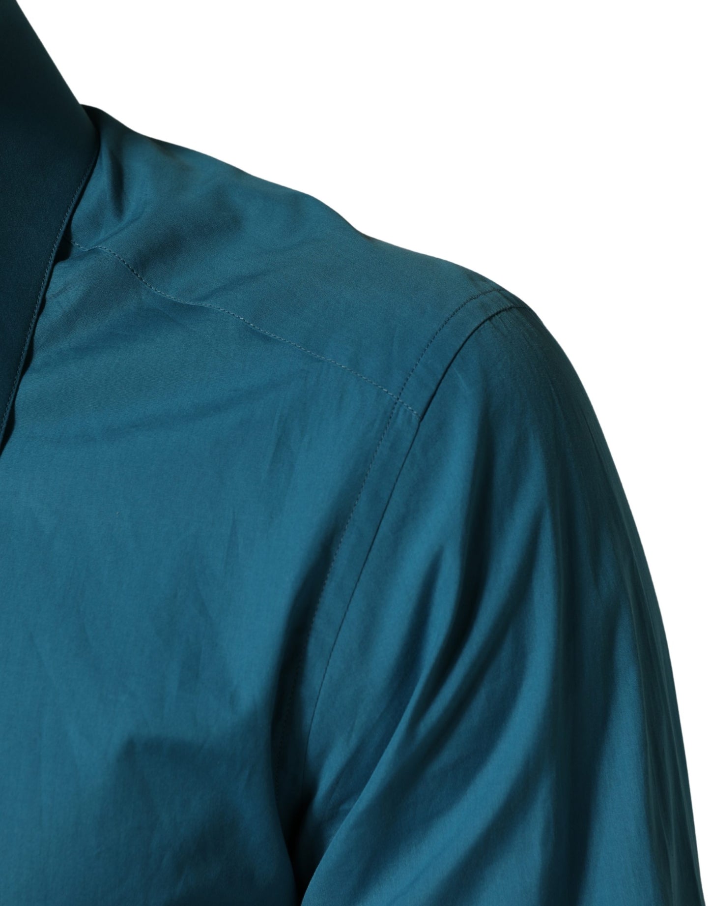 Camisa de vestir de manga larga de algodón azul SARTORIA de Dolce & Gabbana