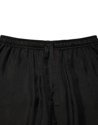 Dolce & Gabbana Black Silk Drawstring Men Bermuda Shorts