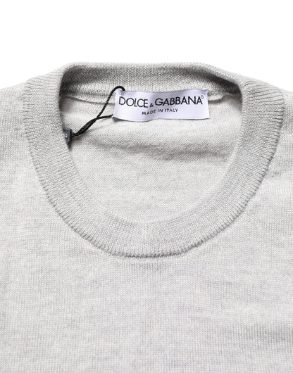 Dolce & Gabbana Gray Long Sleeves Crew Neck Pullover Sweater