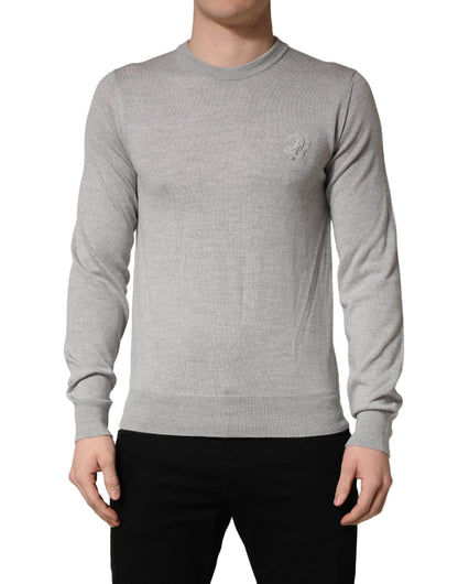 Dolce & Gabbana Gray Long Sleeves Crew Neck Pullover Sweater