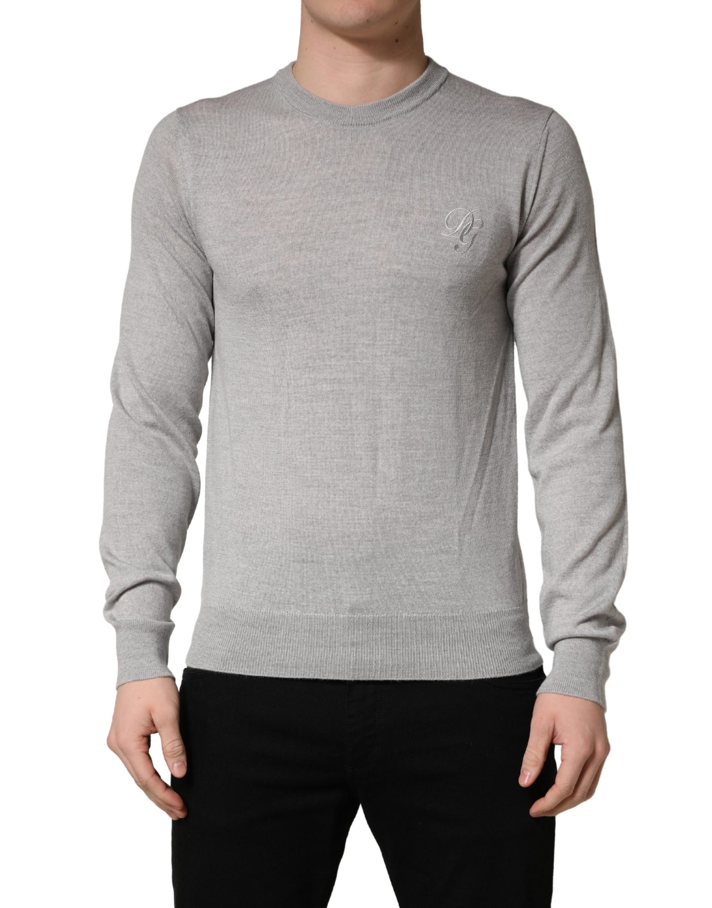Dolce & Gabbana Gray Long Sleeves Crew Neck Pullover Sweater