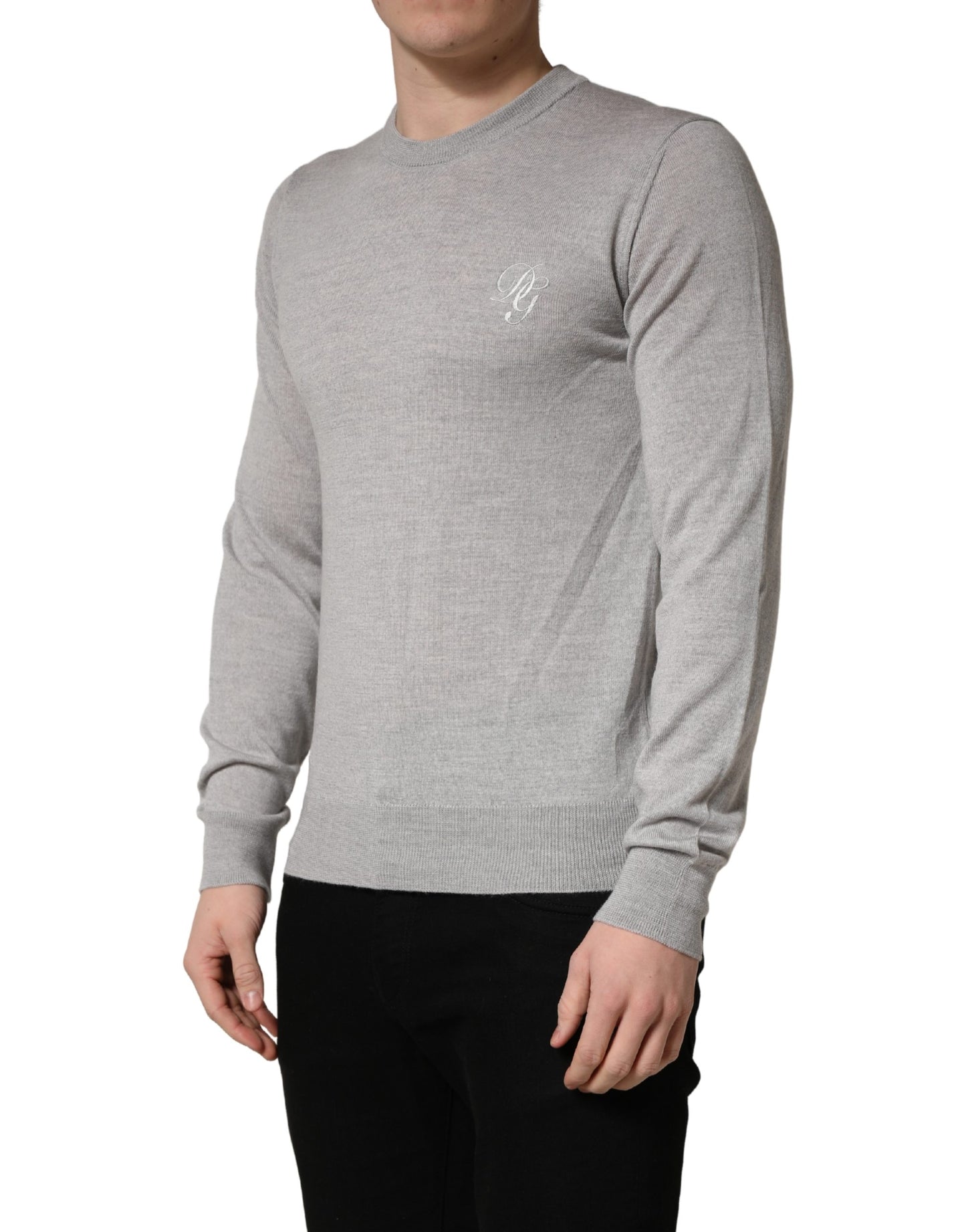 Dolce & Gabbana Gray Long Sleeves Crew Neck Pullover Sweater