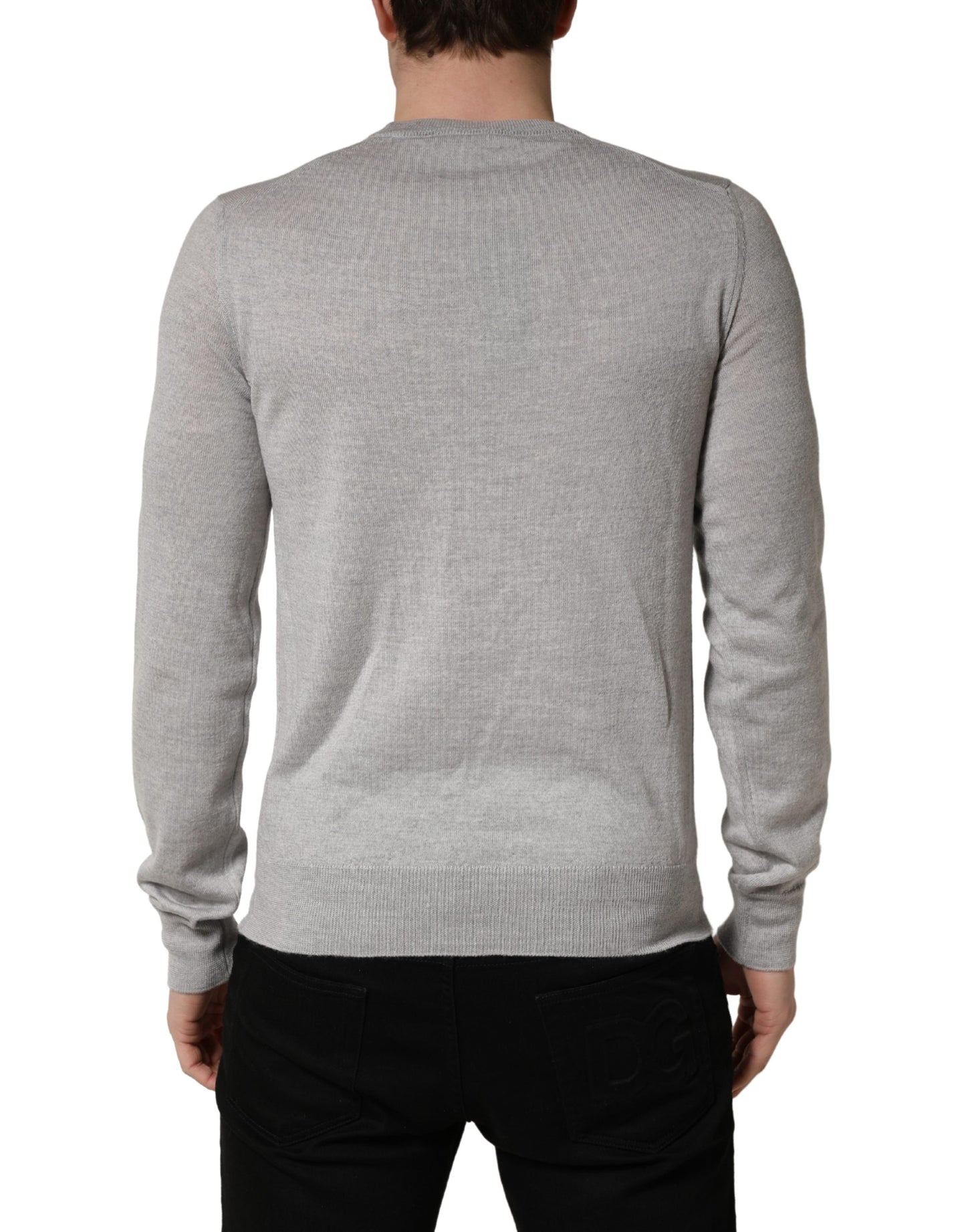 Dolce & Gabbana Gray Long Sleeves Crew Neck Pullover Sweater