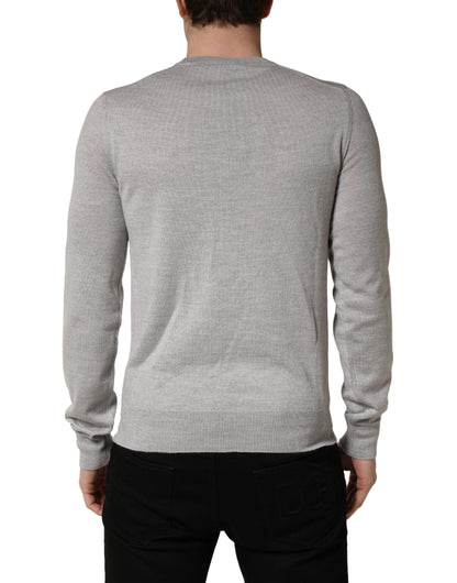 Dolce & Gabbana Gray Long Sleeves Crew Neck Pullover Sweater