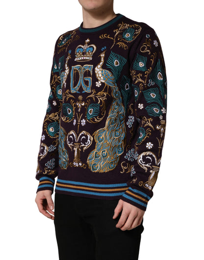 Dolce & Gabbana Bordeaux Cashmere Crown Embroidered Sweater