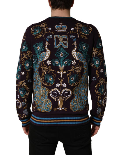 Dolce & Gabbana Bordeaux Cashmere Crown Embroidered Sweater