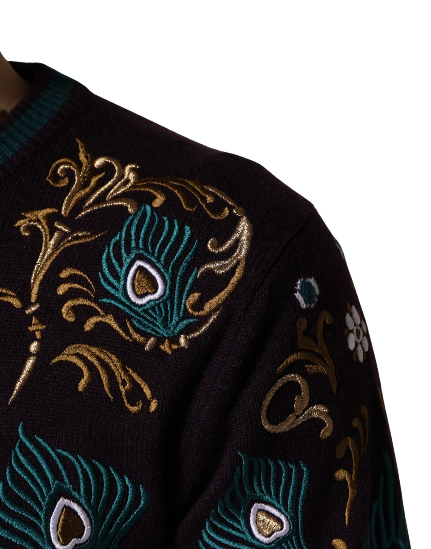 Dolce & Gabbana Bordeaux Cashmere Crown Embroidered Sweater