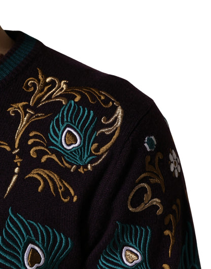 Dolce & Gabbana Bordeaux Cashmere Crown Embroidered Sweater