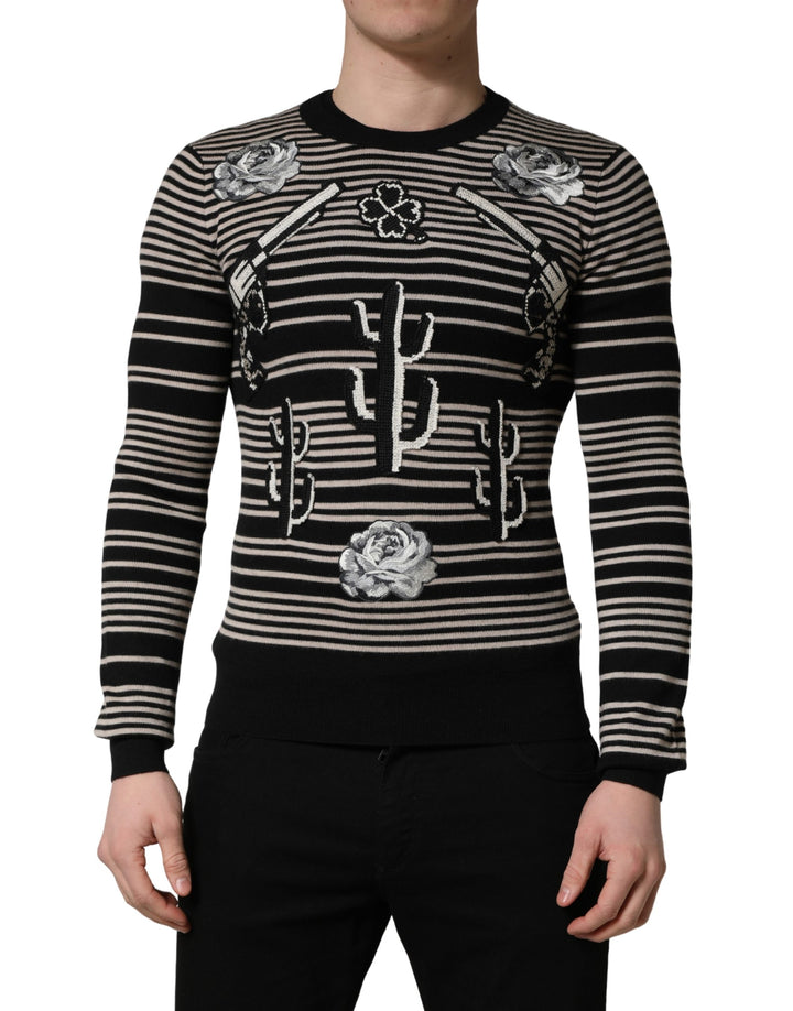 Dolce & Gabbana Multicolor Cashmere Striped CrewNeck Sweater