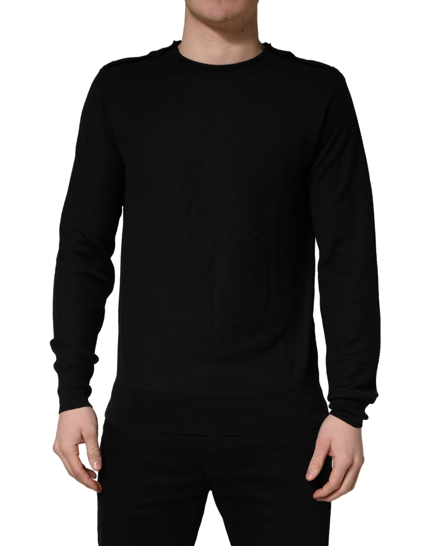Dolce & Gabbana Black Crew Neck Long Sleeve Pullover Sweater