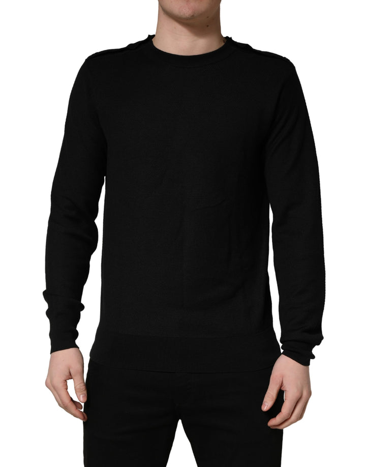 Dolce & Gabbana Black Crew Neck Long Sleeve Pullover Sweater