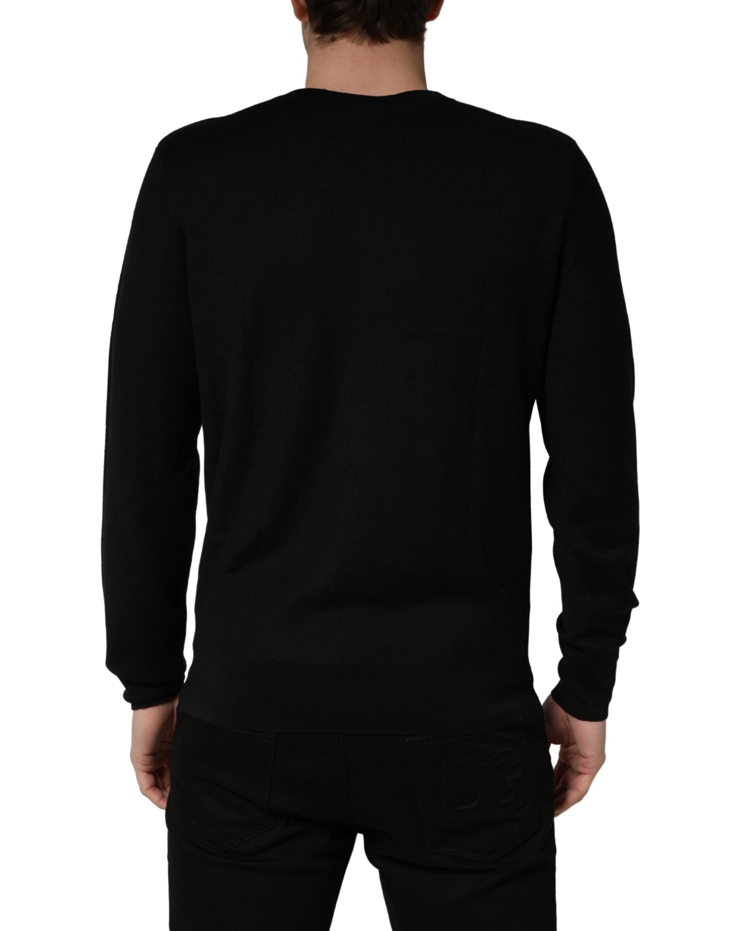 Dolce & Gabbana Black Crew Neck Long Sleeve Pullover Sweater