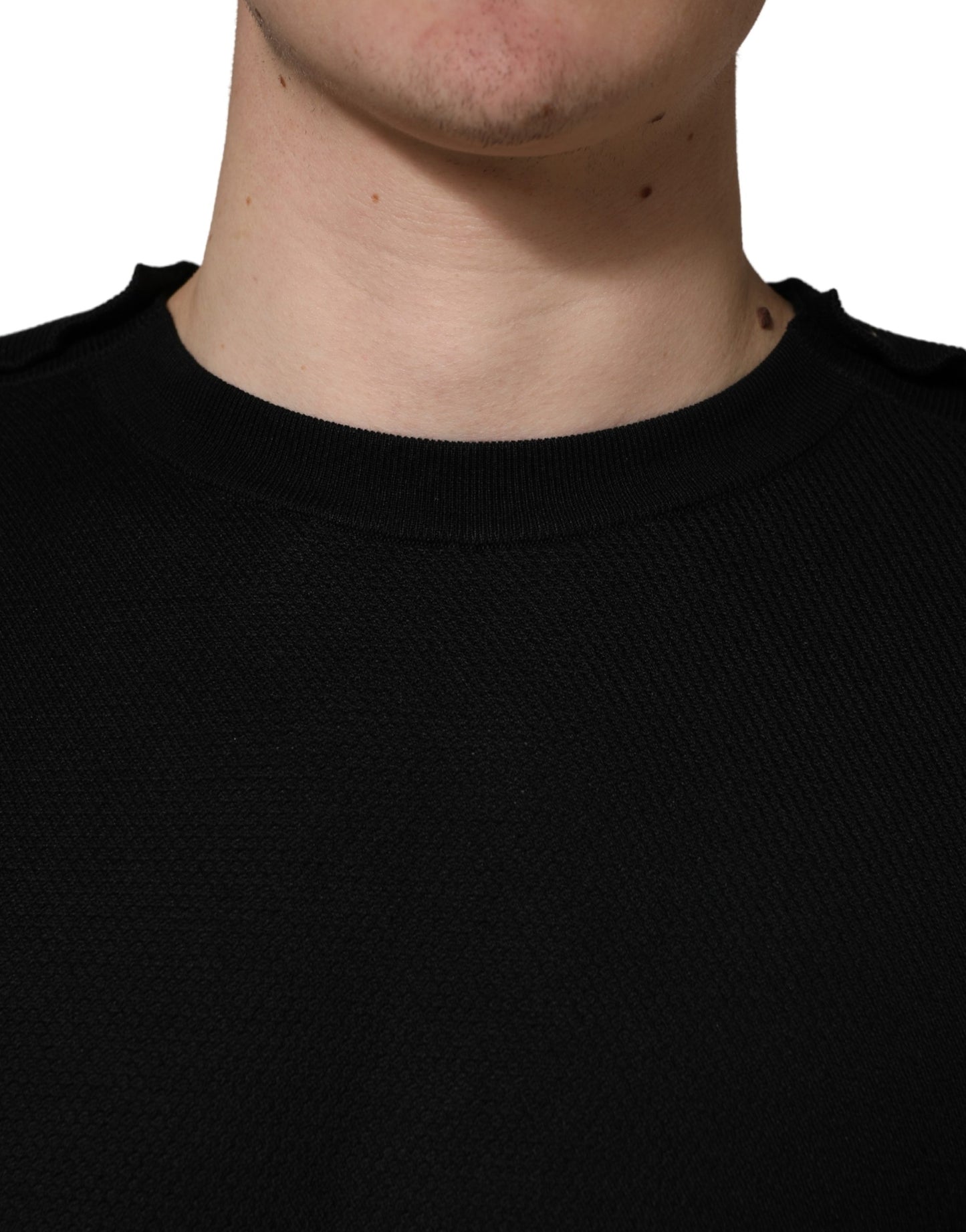 Dolce & Gabbana Black Crew Neck Long Sleeve Pullover Sweater