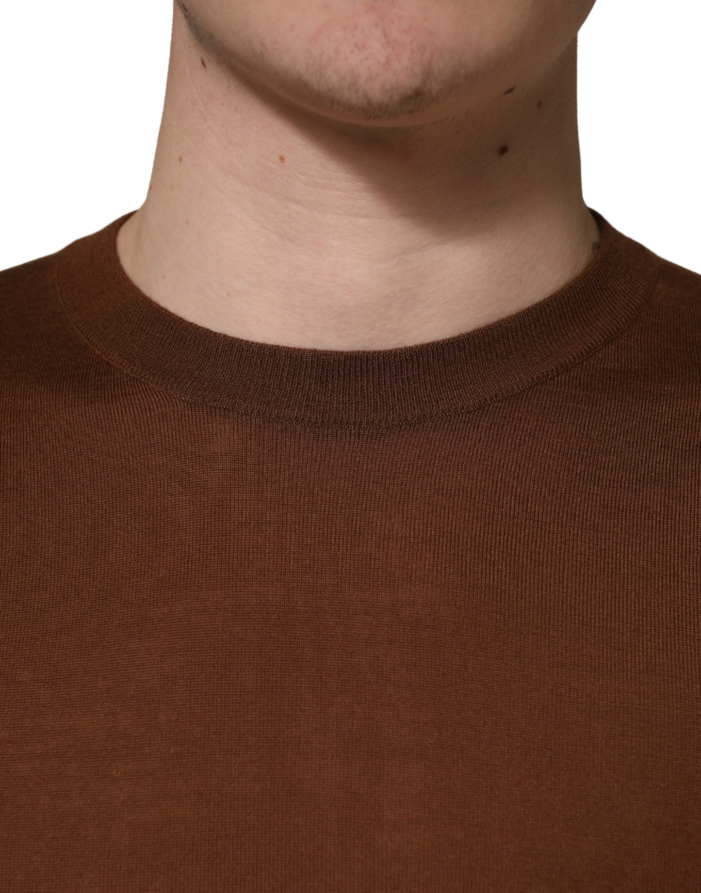 Dolce & Gabbana Brown Cashmere Men Crew Neck Pullover Sweater