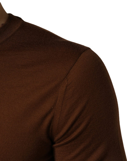 Dolce & Gabbana Brown Cashmere Men Crew Neck Pullover Sweater