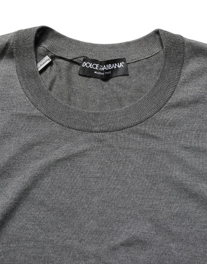Dolce & Gabbana Gray Long Sleeves Crew Neck Pullover Sweater