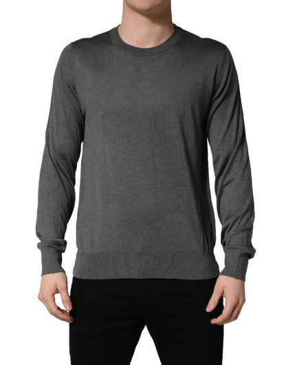 Dolce & Gabbana Gray Long Sleeves Crew Neck Pullover Sweater