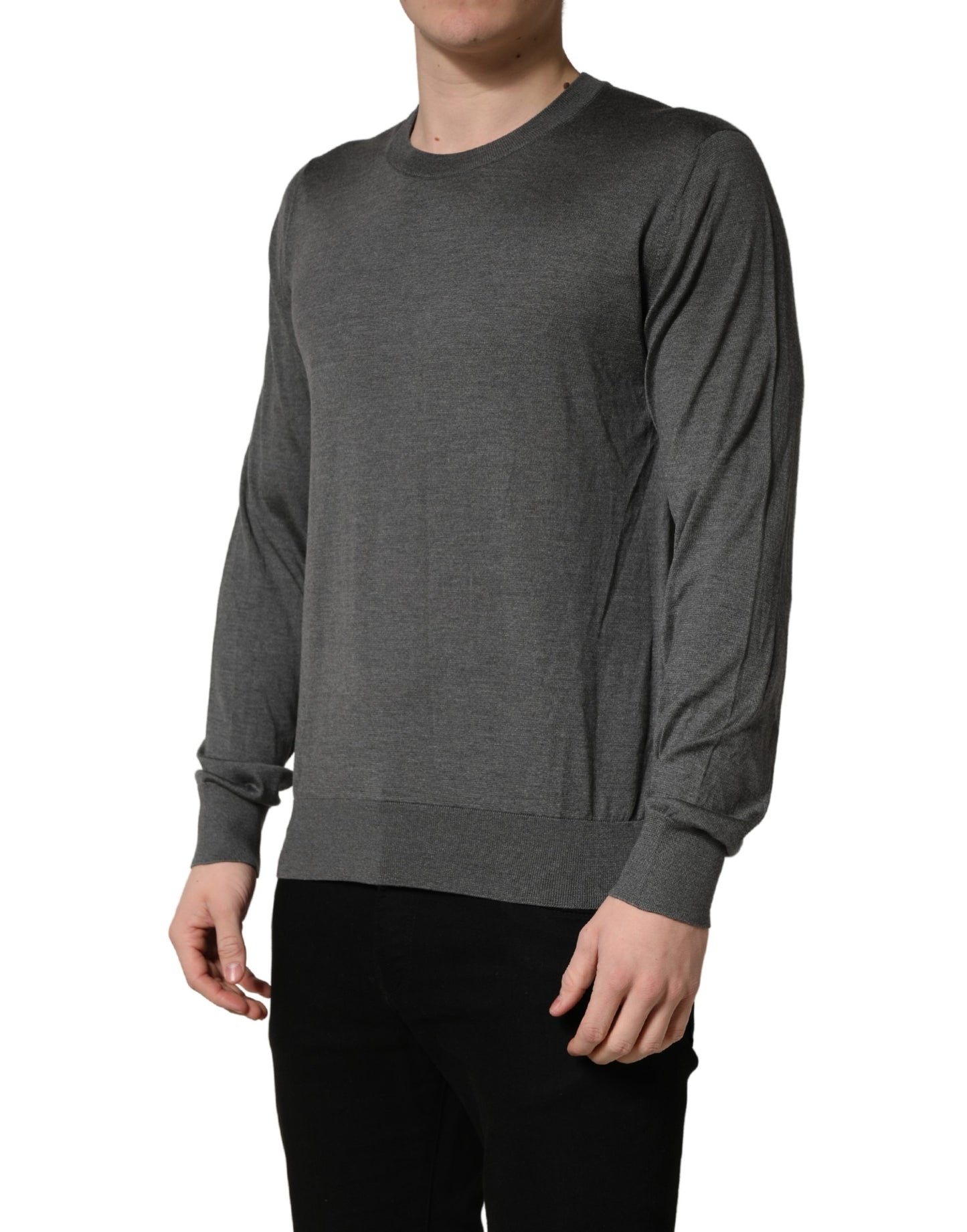 Dolce & Gabbana Gray Long Sleeves Crew Neck Pullover Sweater