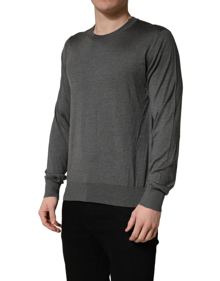 Suéter de punto Dolce & Gabbana de manga larga gris con cuello redondo