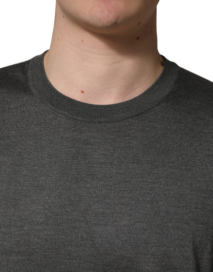 Dolce & Gabbana Gray Long Sleeves Crew Neck Pullover Sweater