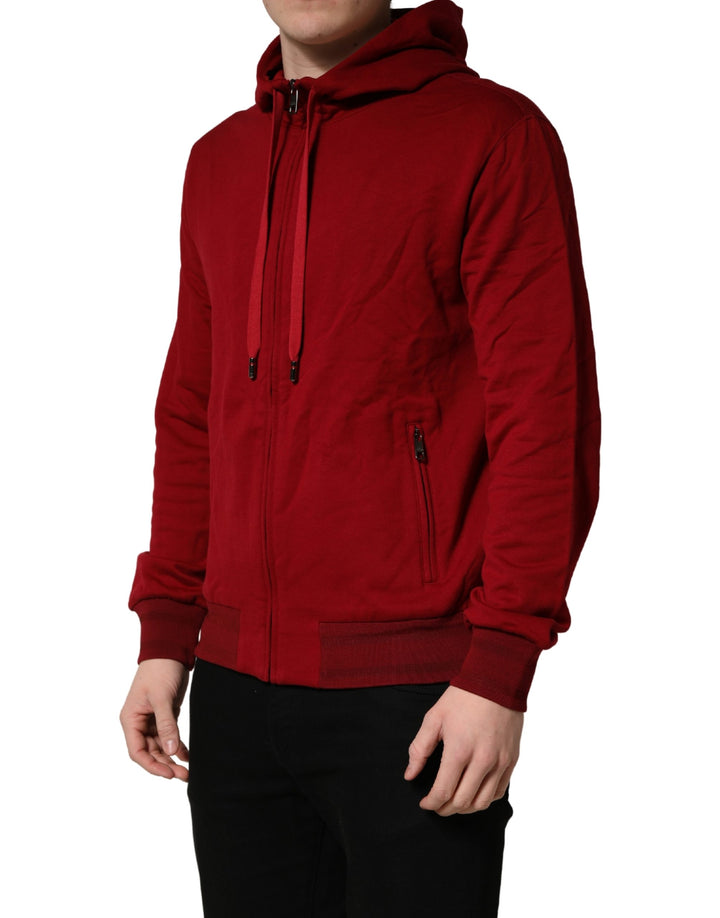 Sudadera con capucha y cremallera completa de algodón rojo para hombre Dolce & Gabbana