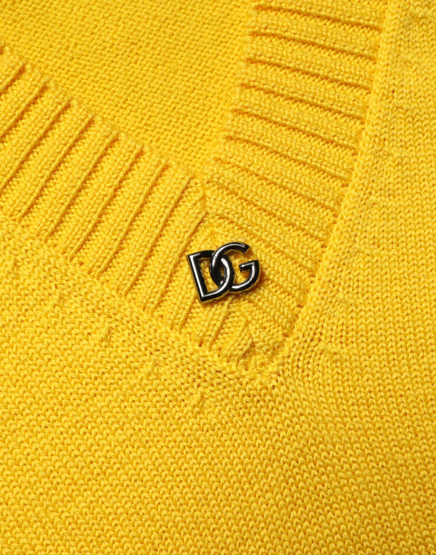 Dolce & Gabbana Wool Knitted V-Neck Pullover Yellow