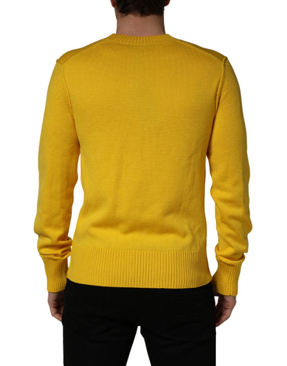 Dolce & Gabbana Wool Knitted V-Neck Pullover Yellow