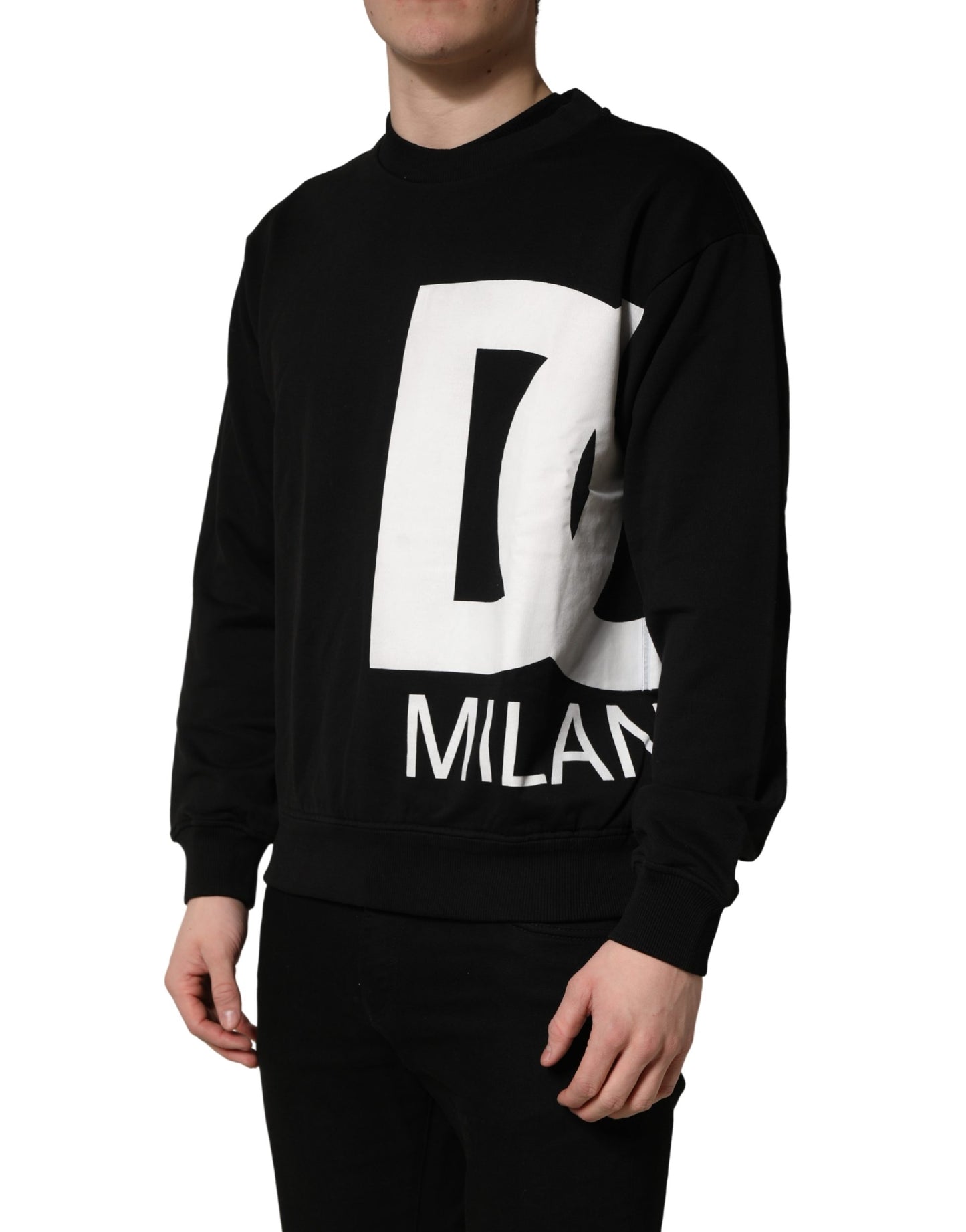 Dolce & Gabbana Black Logo Milano Cotton Sweatshirt Sweater
