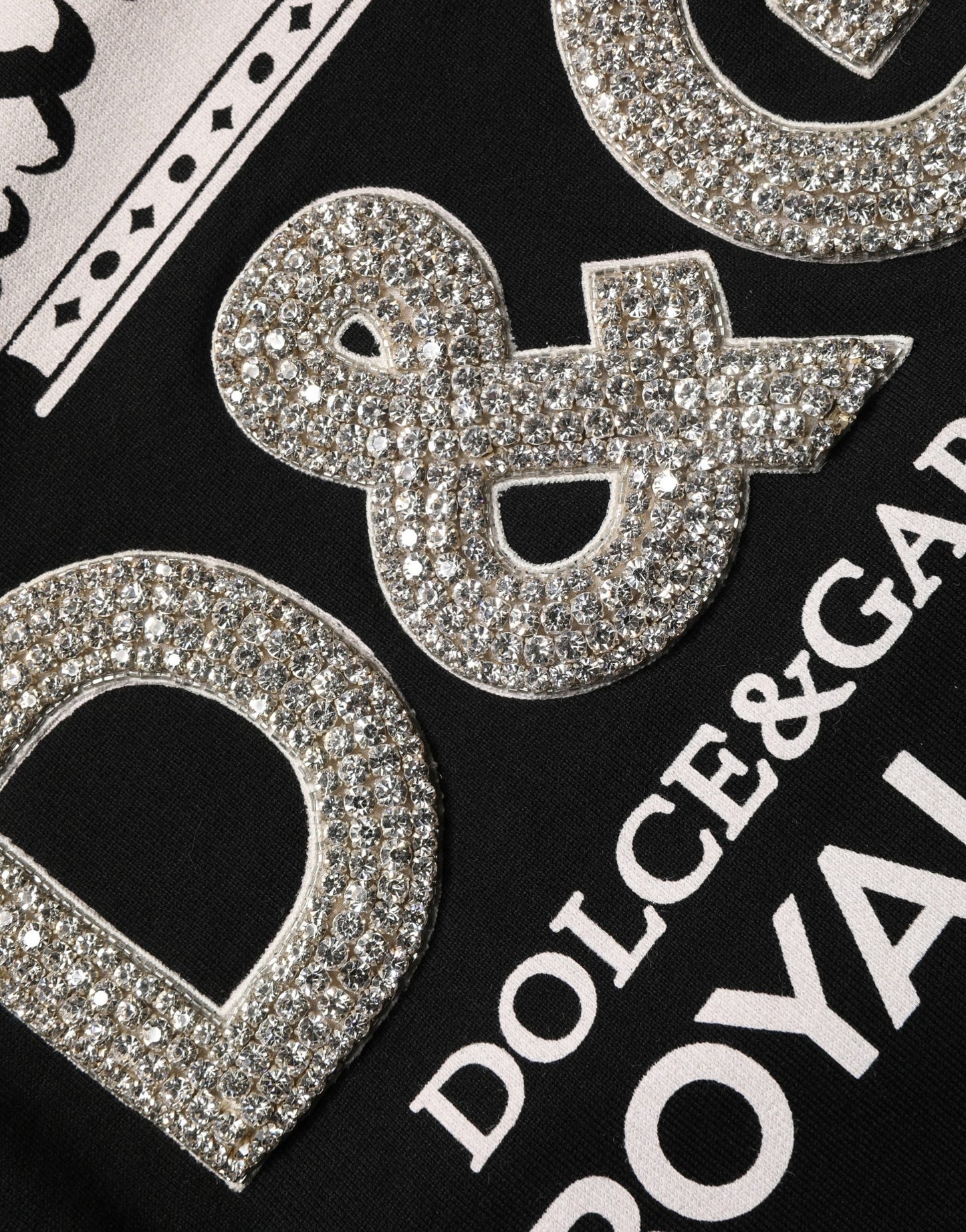 Dolce & Gabbana Black Embellished Cotton Sweatshirt Sweater
