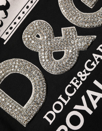 Dolce & Gabbana Black Embellished Cotton Sweatshirt Sweater