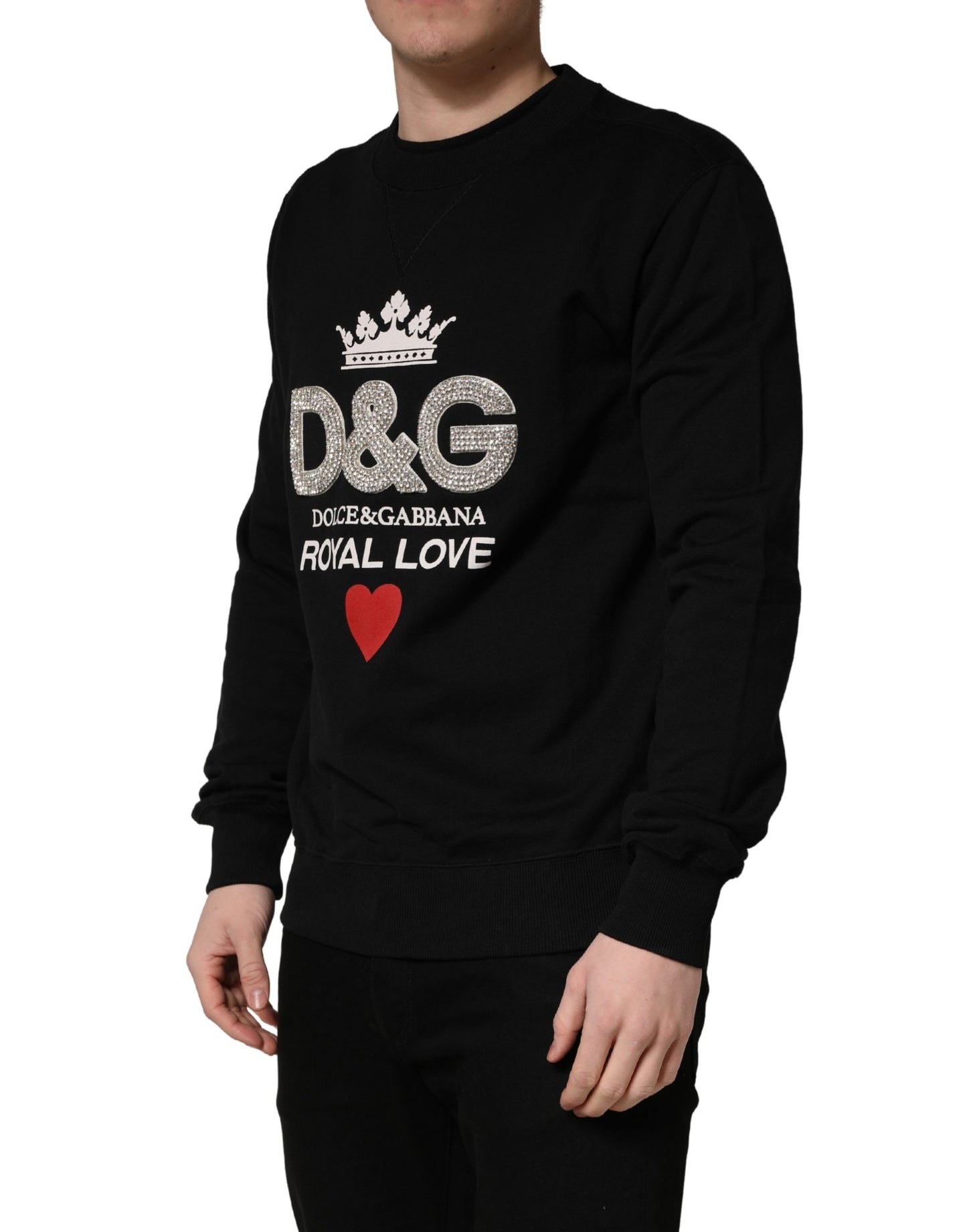 Dolce & Gabbana Black Embellished Cotton Sweatshirt Sweater
