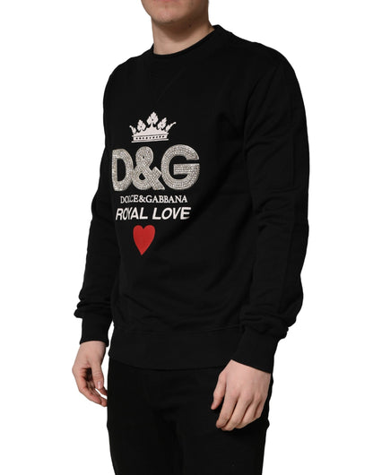 Dolce & Gabbana Black Embellished Cotton Sweatshirt Sweater