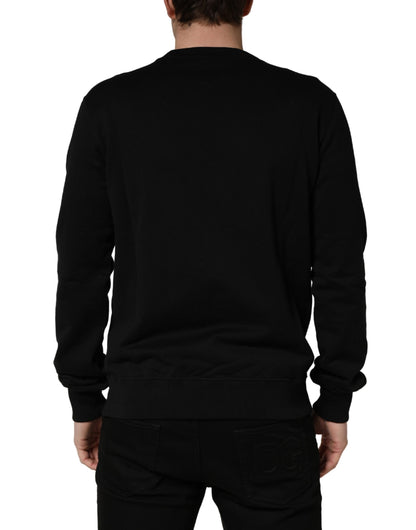Dolce & Gabbana Black Embellished Cotton Sweatshirt Sweater