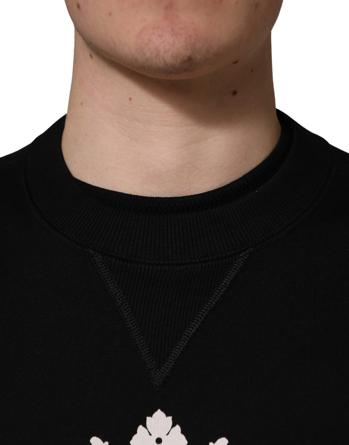 Dolce & Gabbana Black Embellished Cotton Sweatshirt Sweater