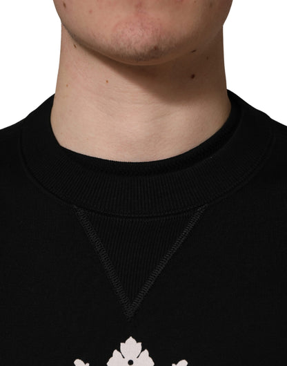 Dolce & Gabbana Black Embellished Cotton Sweatshirt Sweater