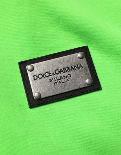 Dolce & Gabbana Green FullZip Fleece HoodedSweatshirt Sweater