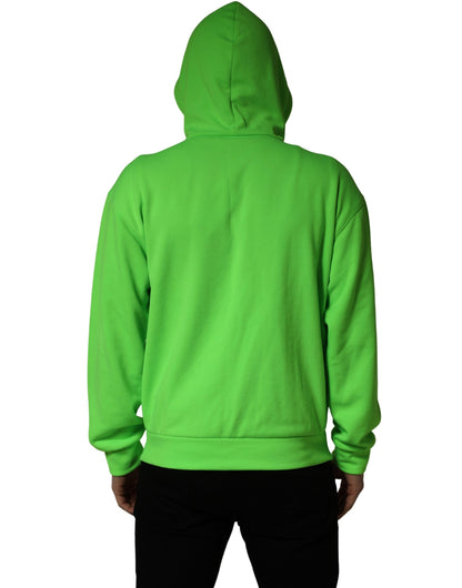 Dolce & Gabbana Green FullZip Fleece HoodedSweatshirt Sweater