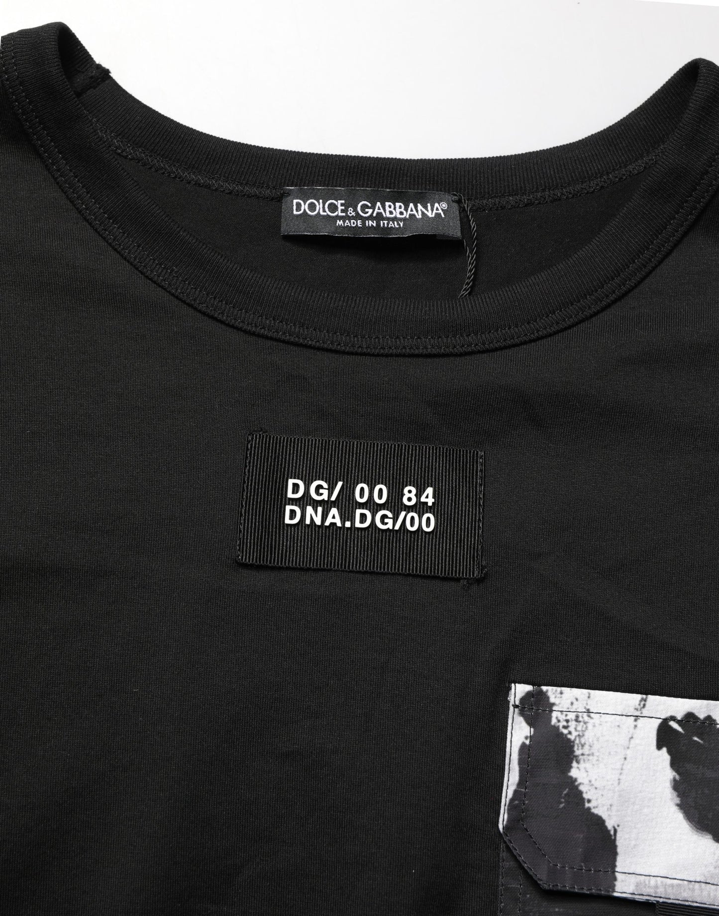 Camiseta oversize negra de camuflaje con bolsillo de Dolce & Gabbana