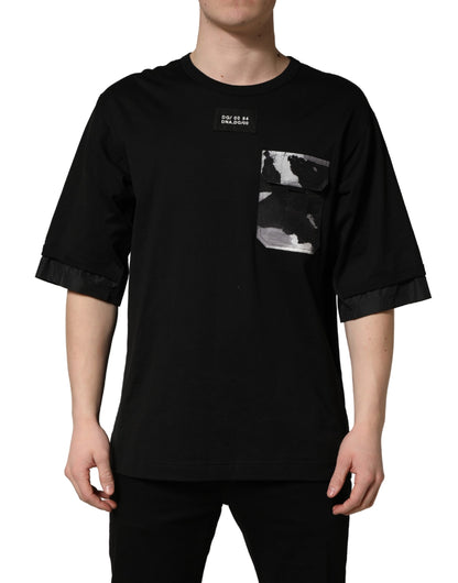 Camiseta oversize negra de camuflaje con bolsillo de Dolce & Gabbana